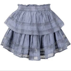 LoveShackFancy Ruffle Mini Denim Blue Sz P NWT